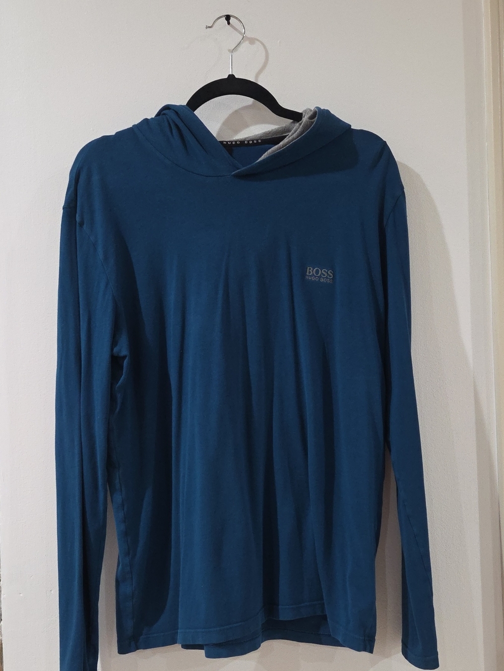 HUGO BOSS Men's Blue Hooded Long-Sleeve Shirt